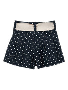 Shorts per bambina Monnalisa blu con motivo a pois - Rubino Kids
