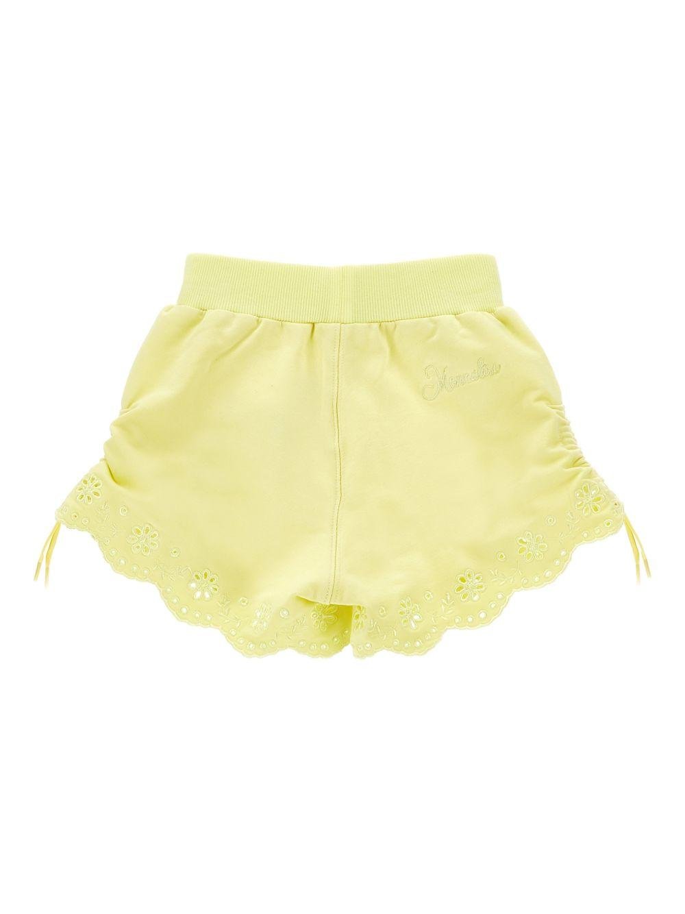 Shorts per bambina Monnalisa giallo con orlo a smerlo - Rubino Kids
