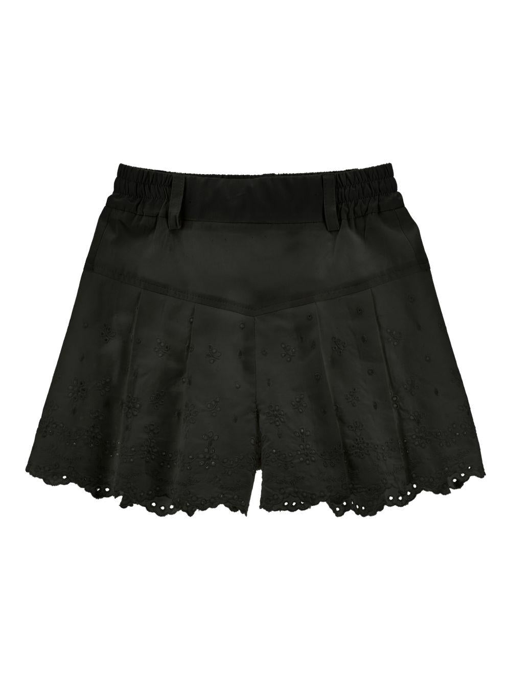 Shorts per bambina Monnalisa neri con orlo a smerlo - Rubino Kids