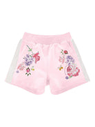 Shorts per bambina Monnalisa rosa con stampa a fiori - Rubino Kids