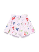 Shorts per bambina Monnalisa rosa con stampa frutta - Rubino Kids
