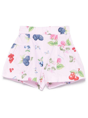 Shorts per bambina Monnalisa rosa con stampa frutta