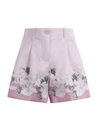 Shorts per bambina Monnalisa rosa con stampa grafica a fiori - Rubino Kids