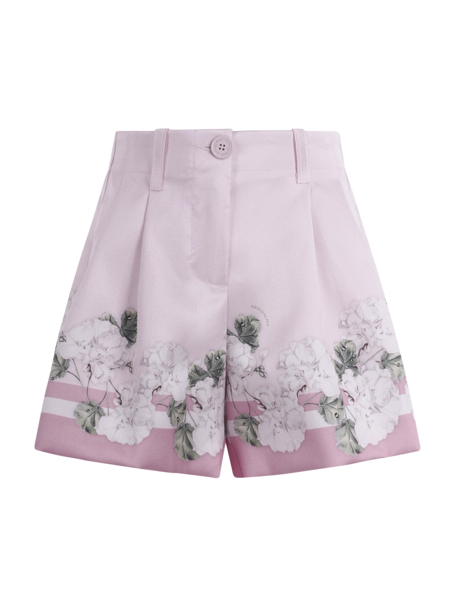 Shorts per bambina Monnalisa rosa con stampa grafica a fiori - Rubino Kids