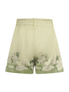 Shorts per bambina Monnalisa verde chiaro con stampa grafica a fiori - Rubino Kids