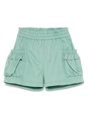 Shorts per bambina Monnalisa verde con logo e tasche laterali