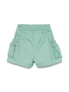 Shorts per bambina Monnalisa verde con logo e tasche laterali - Rubino Kids