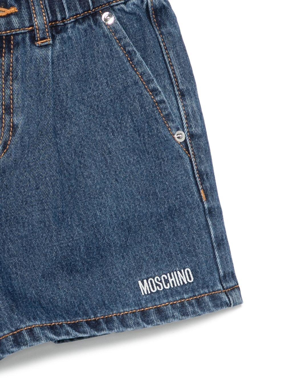 Shorts per bambina Moschino Kids denim con logo ricamato - Rubino Kids