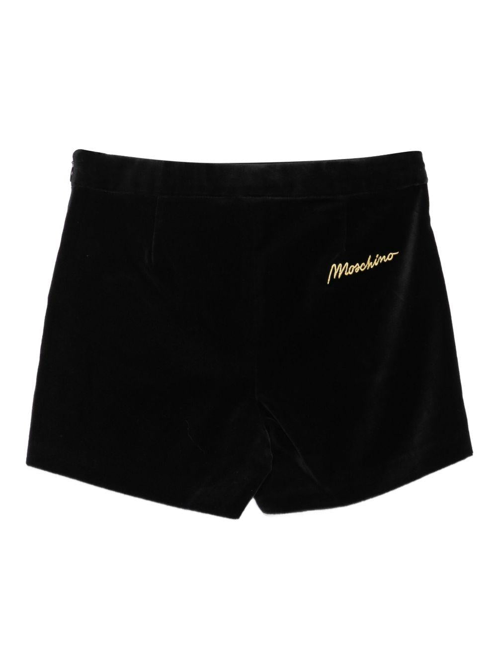 Shorts per bambina Moschino Kids nera con bottoni color oro - Rubino Kids