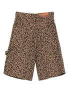 Shorts per bambina MSGM Kids marrone con stampa animalier - Rubino Kids