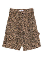 Shorts per bambina MSGM Kids marrone con stampa animalier - Rubino Kids