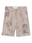 Shorts per bambina MSMG Kids marroni con stampa graffiti - Rubino Kids