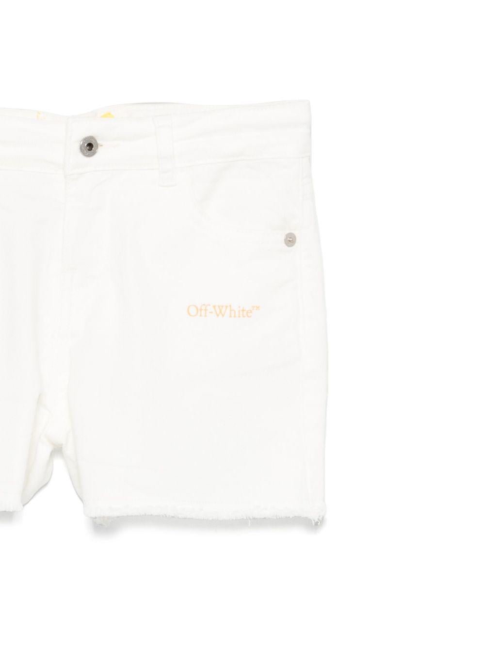Shorts per bambina Off - White Kids bianco con stampa con logo - Rubino Kids