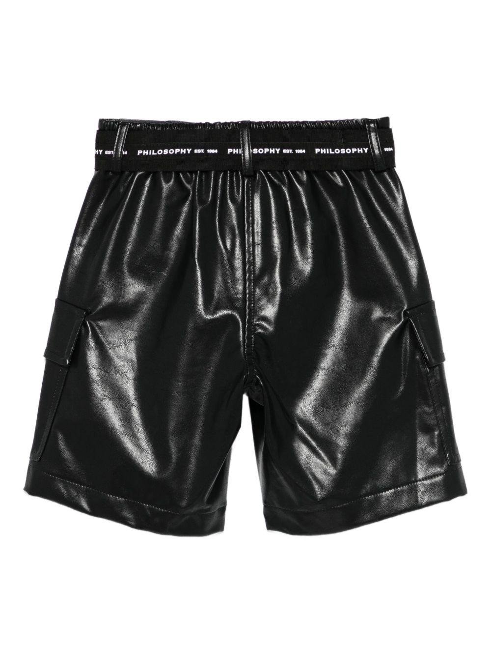 Shorts per bambina Philosophy Di Lorenzo Serafini Kids nero con cintura - Rubino Kids