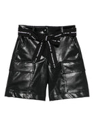 Shorts per bambina Philosophy Di Lorenzo Serafini Kids nero con cintura - Rubino Kids