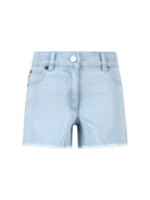 Shorts per bambina Stella McCartney Kids denim con decorazioni in crochet floreali sul retro - Rubino Kids