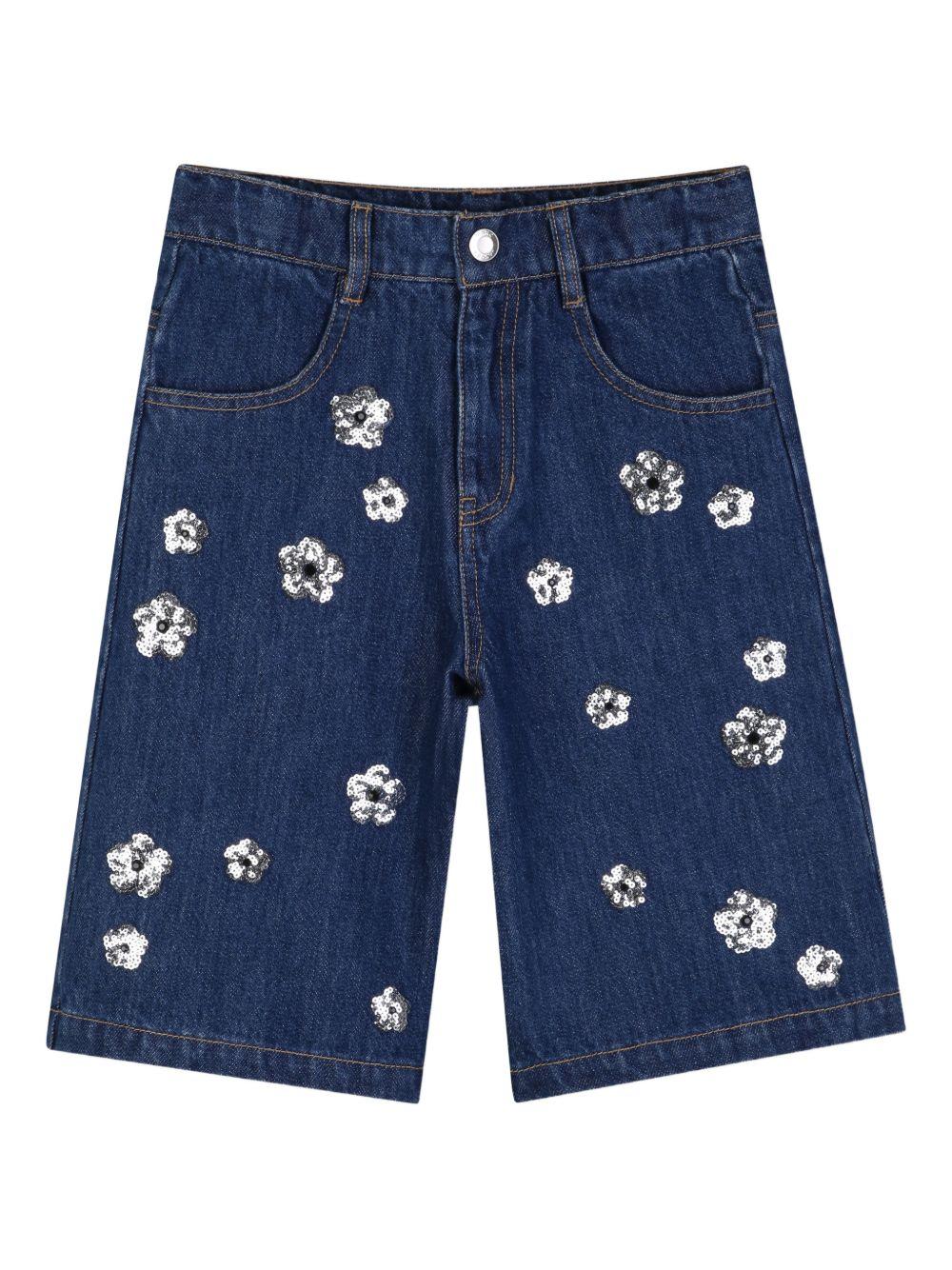 Shorts per bambina The Marc Jacobs Kids blu con decorazione a fiori - Rubino Kids