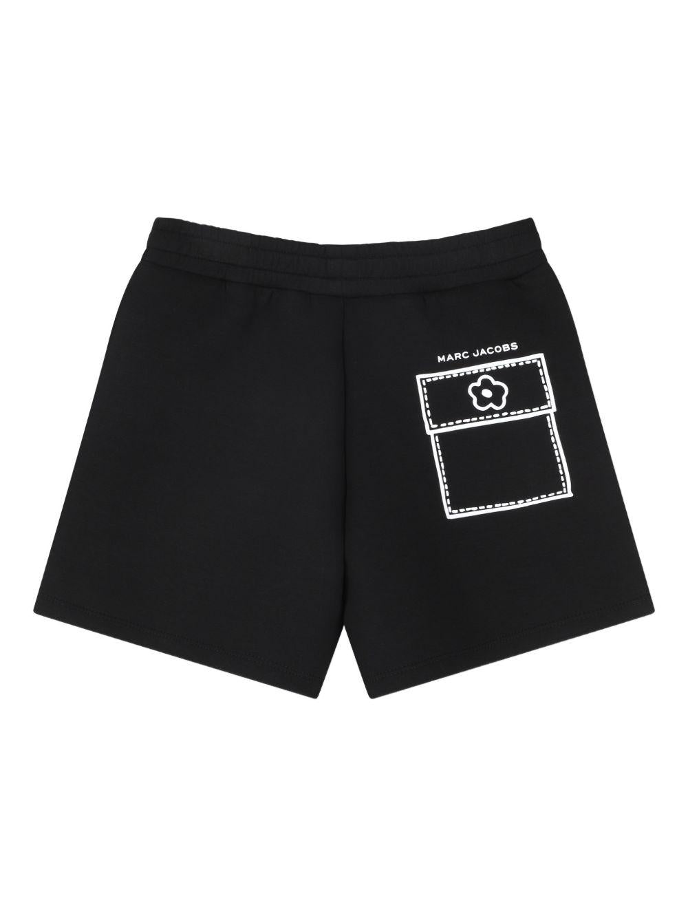 Shorts per bambina The Marc Jacobs Kids nero con dettaglio decorativo - Rubino Kids