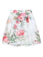 Shorts per bambina Vivetta azzurro in misto cotone e seta con stampa floreale all - over - Rubino Kids