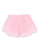 Shorts per bambina Vivetta rosa in mistgo cotone con pizzo sovrapposto - Rubino Kids