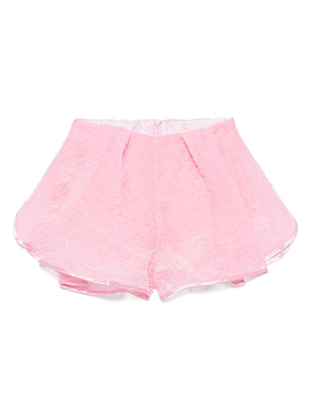 Shorts per bambina Vivetta rosa in mistgo cotone con pizzo sovrapposto - Rubino Kids