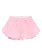Shorts per bambina Vivetta rosa in mistgo cotone con pizzo sovrapposto - Rubino Kids