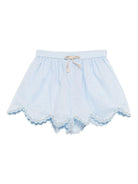 Shorts per bambina ZIMMERMANN Kids Cascadian azzurro con orlo a smerlo - Rubino Kids