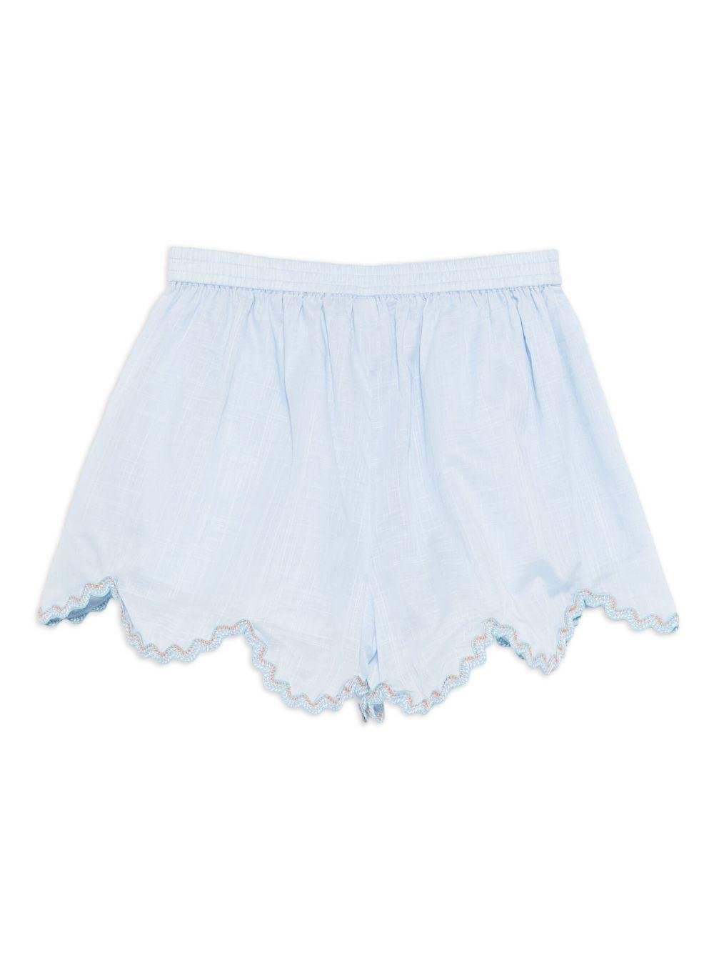 Shorts per bambina ZIMMERMANN Kids Cascadian azzurro con orlo a smerlo - Rubino Kids