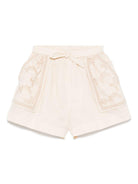 Shorts per bambina ZIMMERMANN Kids Lucky beige con decorazione con punto inglese - Rubino Kids