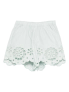 Shorts per bambina Zimmermann Kids verde con applicazioni floreali - Rubino Kids