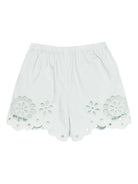 Shorts per bambina Zimmermann Kids verde con applicazioni floreali - Rubino Kids