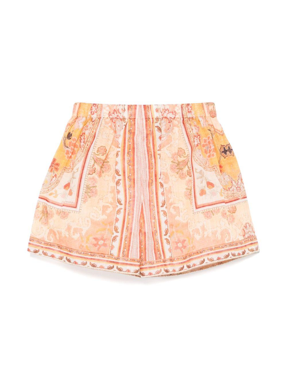 Shorts per bambina ZIMMERMANN Kids Wylie multicolore con stampa grafica all - over - Rubino Kids