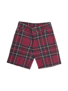 Shorts per bambino Baroni rosso con motivo scozzese - Rubino Kids
