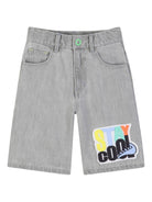 Shorts per bambino Billieblush grigi con applicazione toppa "Stay cool" - Rubino Kids