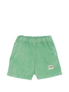 Shorts per bambino Bobo Choses verde con toppa con logo sul davanti - Rubino Kids