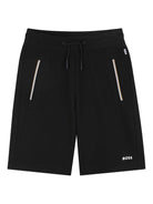 Shorts per bambino Boss Kids nero con dettgali a righe - Rubino Kids