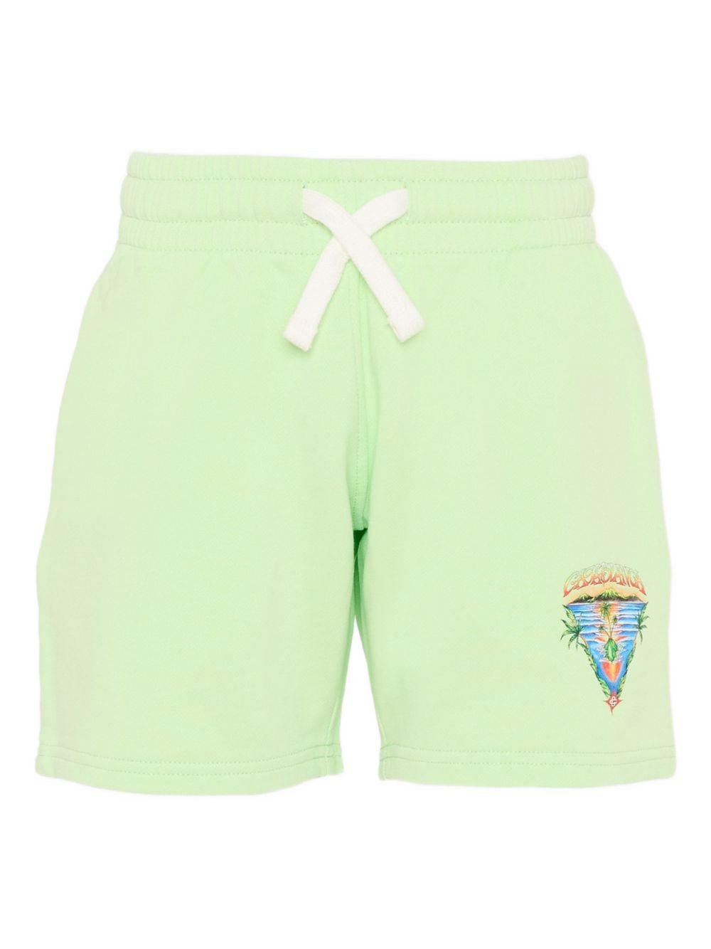 Shorts per bambino Casablanca Kids verde con stampa logo - Rubino Kids