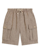 Shorts per bambino Dolce & Gabbana Kids beige con vita elasticizzata - Rubino Kids