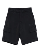 Shorts per bambino Emporio Armani Kids nero con toppa con logo - Rubino Kids