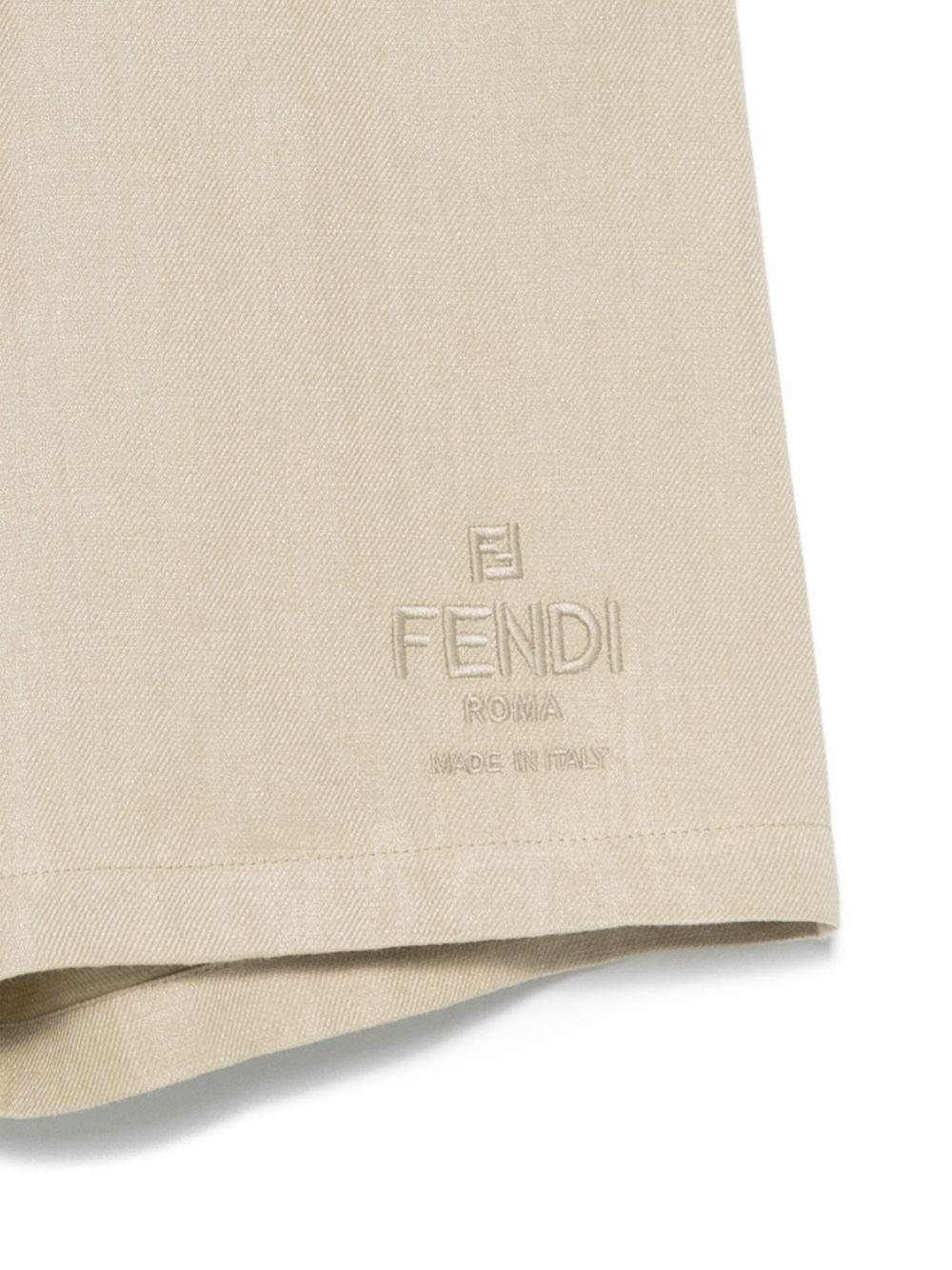 Shorts per bambino Fendi Kids beige con ricamo - Rubino Kids