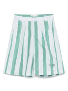 Shorts per bambino Fendi Kids bianco a righe verticali verdi - Rubino Kids