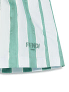 Shorts per bambino Fendi Kids bianco a righe verticali verdi - Rubino Kids