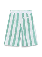 Shorts per bambino Fendi Kids bianco a righe verticali verdi - Rubino Kids
