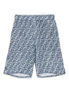 Shorts per bambino Fendi Kids denim con stampa FF - Rubino Kids