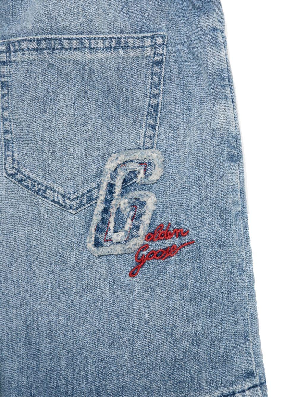 Shorts per bambino Golden Goose Kids in denim con ricamo - Rubino Kids