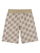 Shorts per bambino Hugo Kids beige con stampa logo all - over - Rubino Kids