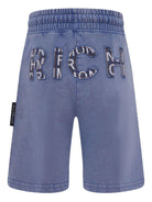 Shorts per bambino John Richmond Junior blu con targhetta con logo e stampa - Rubino Kids
