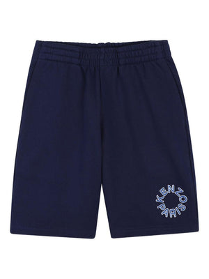 Kenzo Kids blue shorts with logo print for boys