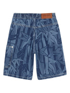Shorts per bambino Kenzo Kids in denim con stampa all - over - Rubino Kids