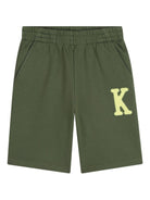 Shorts per bambino Kenzo Kids verde con motivo applicato - Rubino Kids